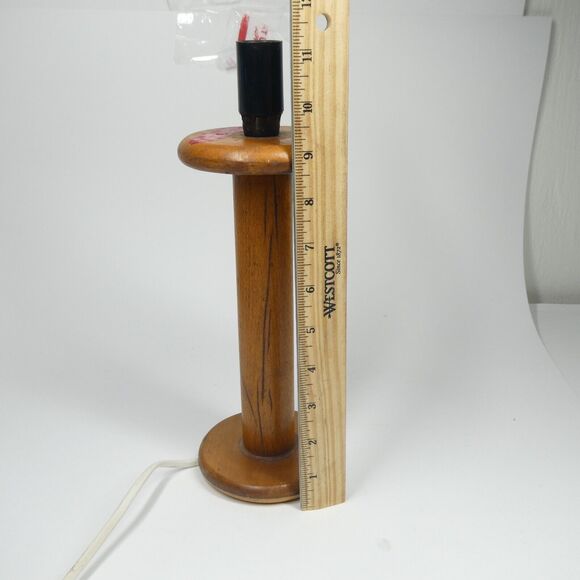 Wooden Spool Lamp Vintage Repurposed Bobbin Primitive 11" Tall - Picture 7 of 10